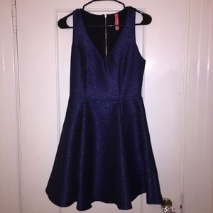 Fit & Flare Sparkly Black/Navy Party Dress